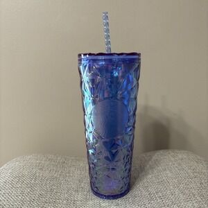 Starbucks Spring 2024 ‎ Iridescent Periwinkle Prism Venti Cold Cup Tumbler